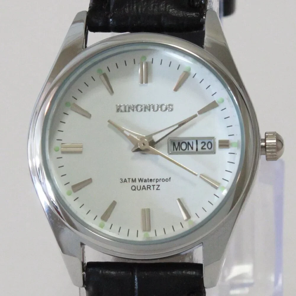 Women's Contemporary Dress Watch Silver With Black Strap 28mm